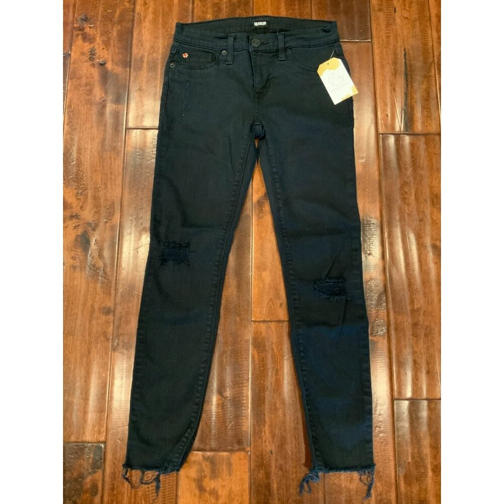 Hudson Black Krista Crop Skinny Denim Jeans Distressed, Size 25